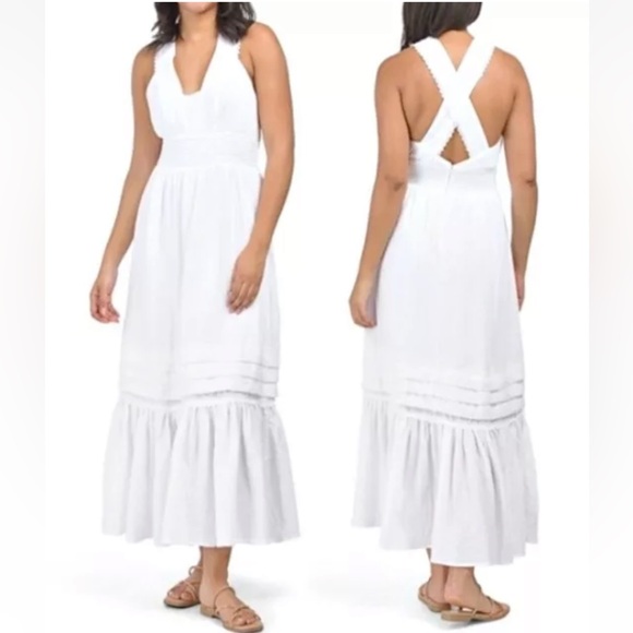 Magaschoni Dresses & Skirts - Magaschoni organic cotton gauze tiered lace trimmed   Sleeveless Dress size 6